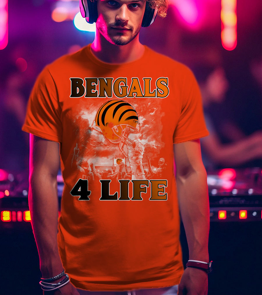 Bengals 4 Life Cincinnati Football Team Helmet Celebration T-Shirt