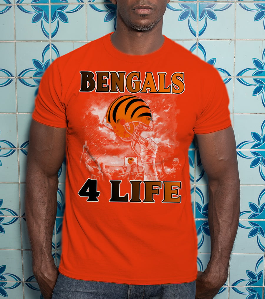 Bengals 4 Life Cincinnati Football Team Helmet Celebration T-Shirt