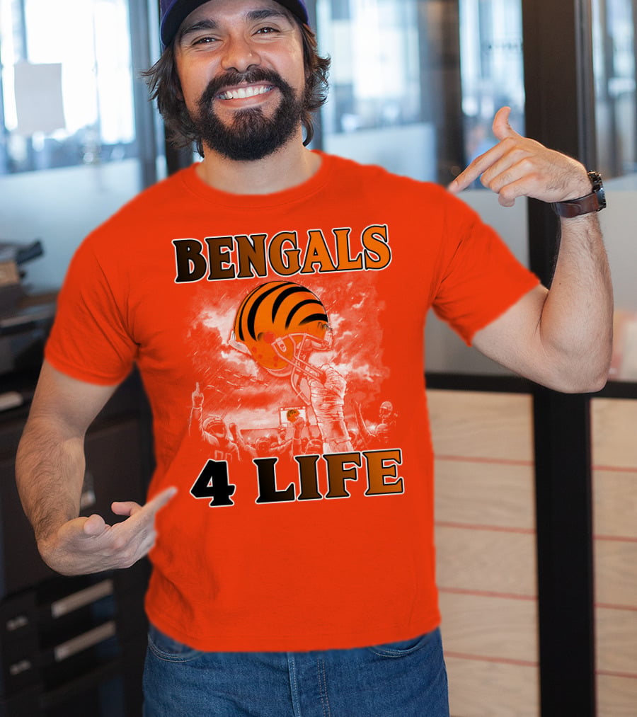 Bengals 4 Life Cincinnati Football Team Helmet Celebration T-Shirt