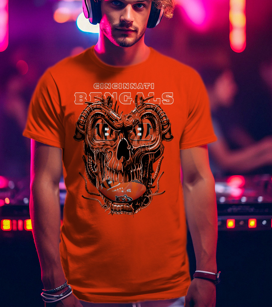 CINCINNATI BENGALS Dragonskull Football T-Shirt