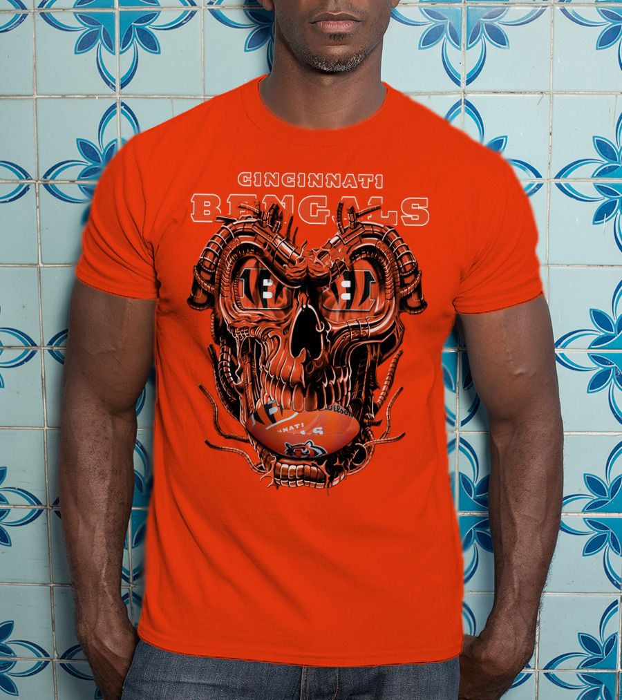 CINCINNATI BENGALS Dragonskull Football T-Shirt