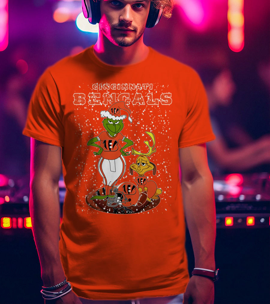 Cincinnati Bengals Grinch Holiday Football Mischief T-Shirt