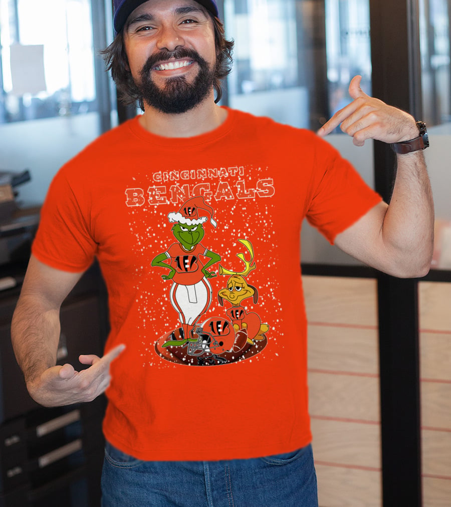 Cincinnati Bengals Grinch Holiday Football Mischief T-Shirt