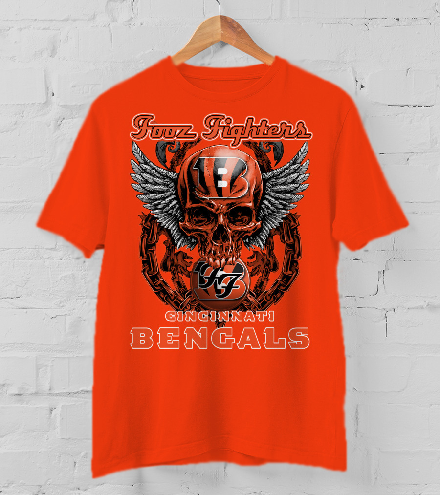 Foo Fighters Cincinnati Bengals Skull And Wings T-Shirt