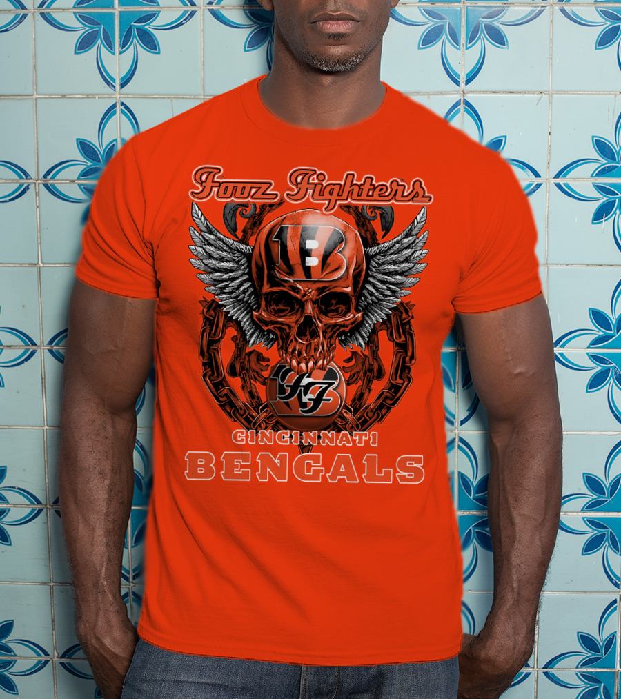 Foo Fighters Cincinnati Bengals Skull And Wings T-Shirt