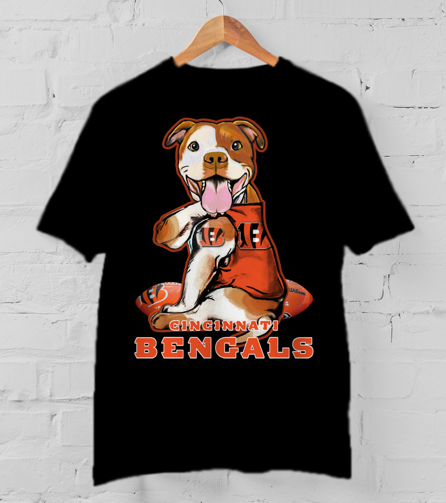 CINCINNATI BENGALS Pittbull Mascot Football T-Shirt