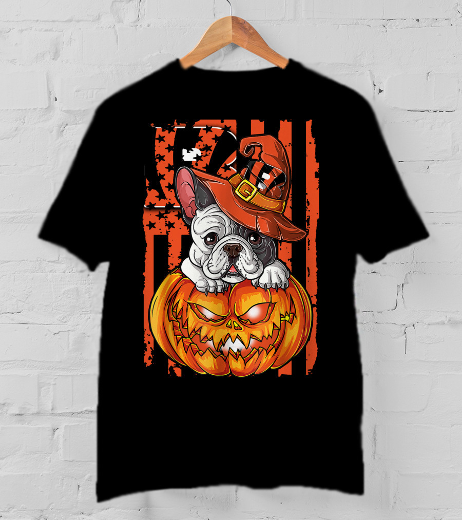 Cincinnati Bengals Bulldog Halloween Pumpkin T-Shirt