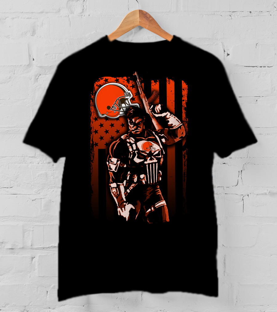 Cleveland Browns 10 Soldier With Helmet And American Flag Stars T-Shirt