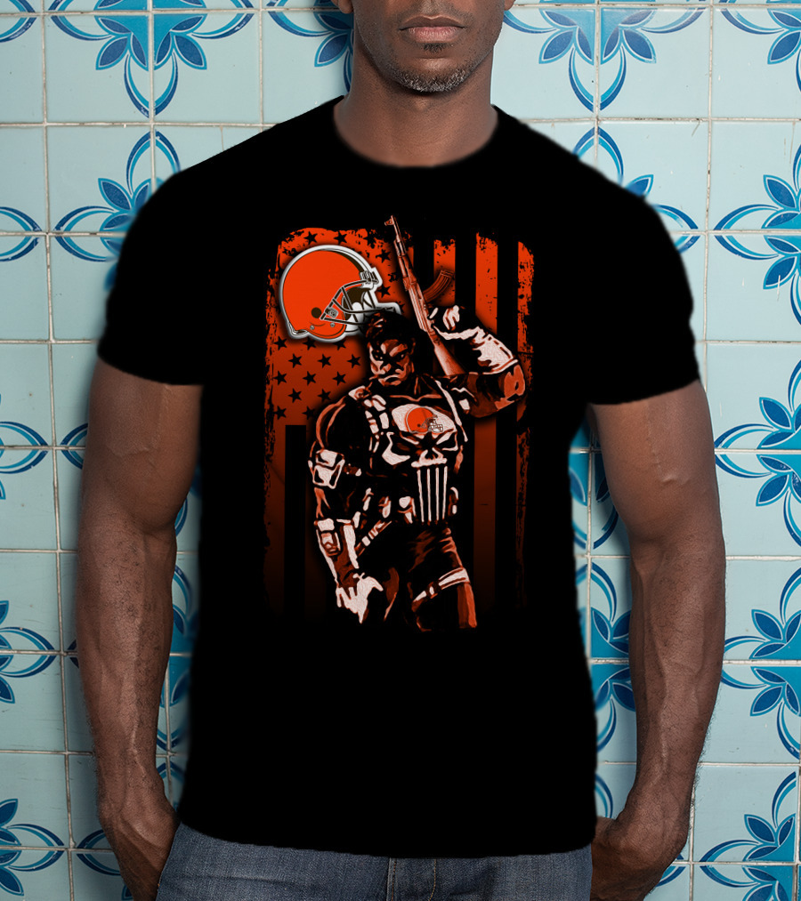 Cleveland Browns 10 Soldier With Helmet And American Flag Stars T-Shirt