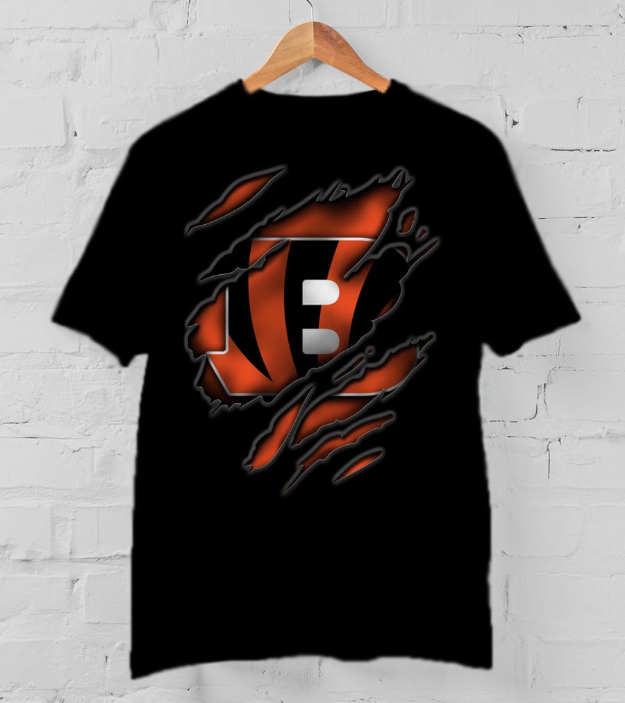 Torn Bengal Stripes Cincinnati Bengals Football Fan Gear T-Shirt