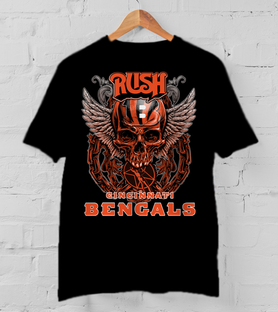 Rush Cincinnati Bengals Skull Wings Football T-Shirt