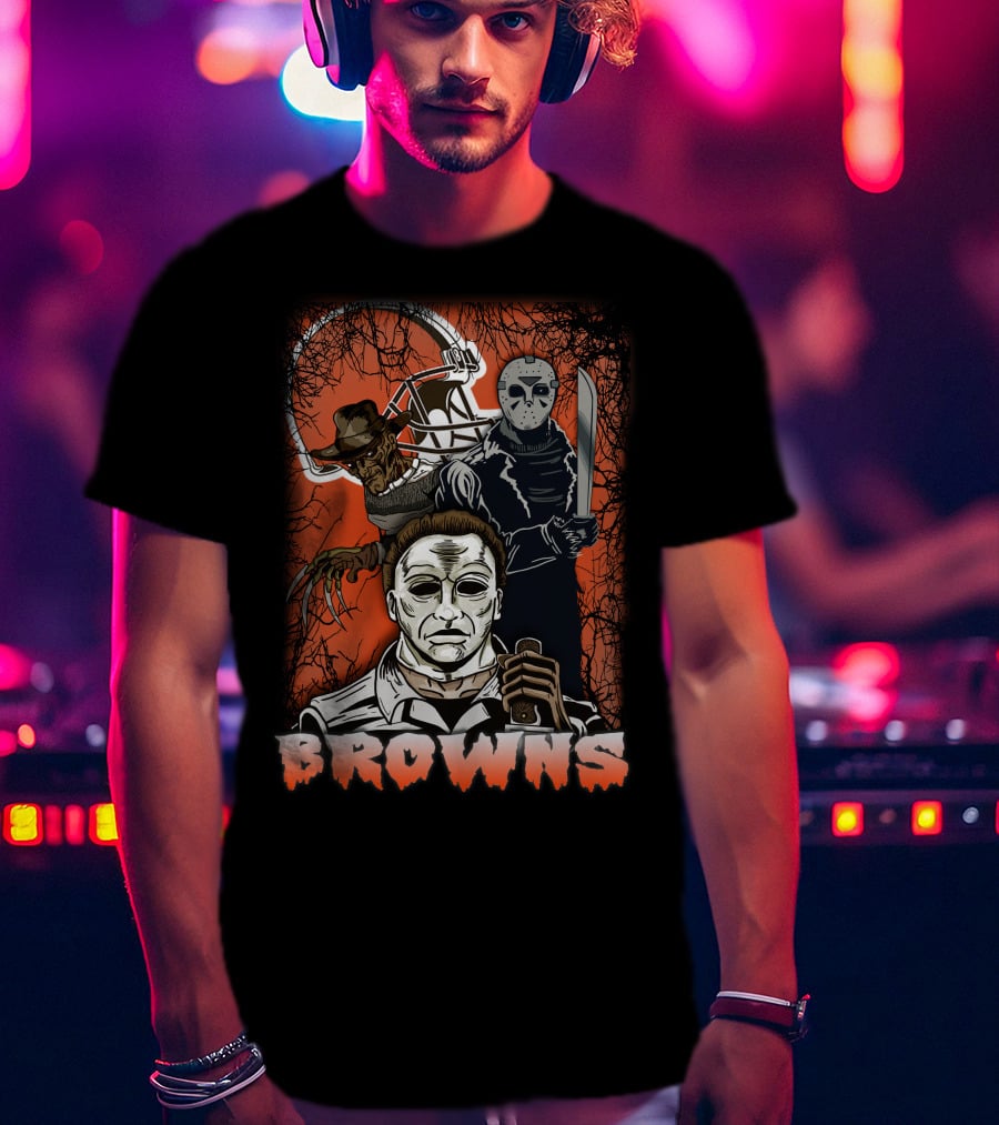 Browns Horror Icons With Helmet T-Shirt