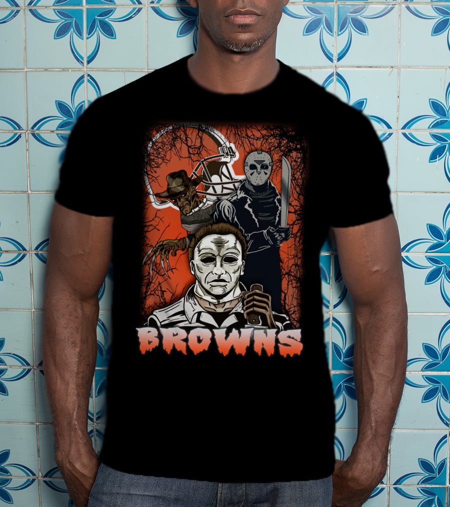 Browns Horror Icons With Helmet T-Shirt
