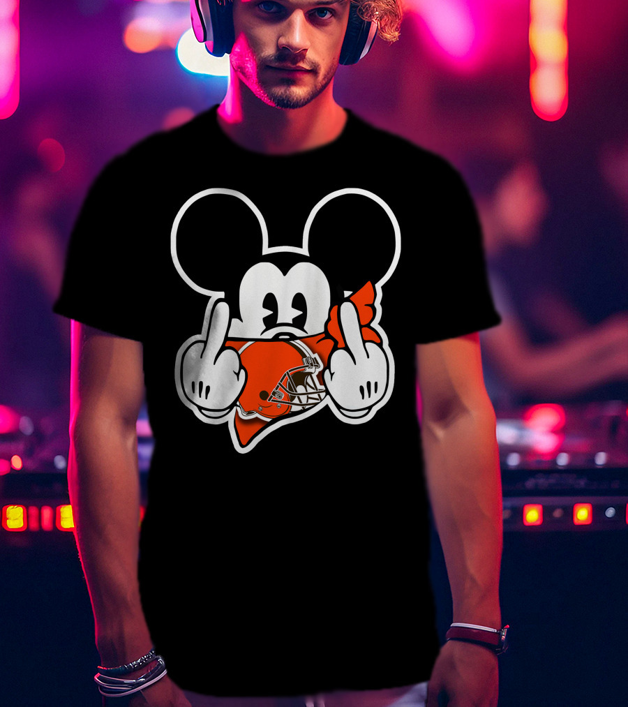 Cleveland Browns Mickey Ears Gesture T-Shirt