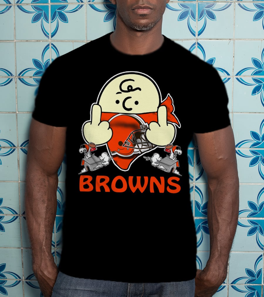 Cleveland Browns Cartoon Helmet Icon With Saluting Snoopy Duo T-Shirt