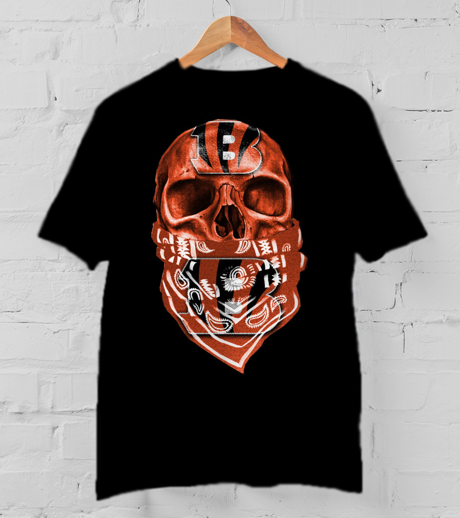 Cincinnati Bengals Skull Bandana Fan T-Shirt
