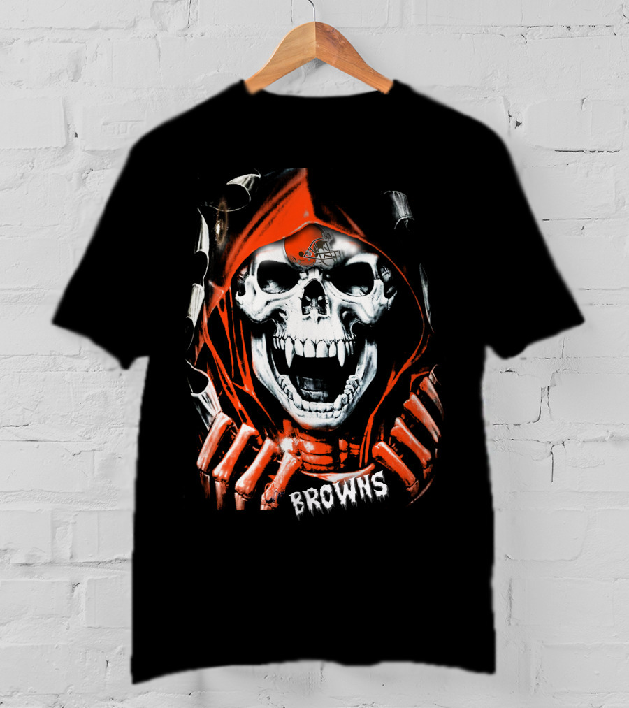 Browns Skull Hoodie With Football Helmet T-Shirt