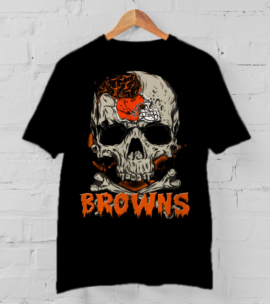Cleveland Browns Skull And Crossbones Helmet T-Shirt