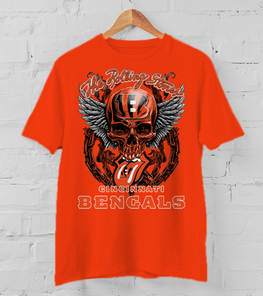 The Rolling Stones Cincinnati Bengals Nfl Collaboration With Skull And Wings T-Shirt
