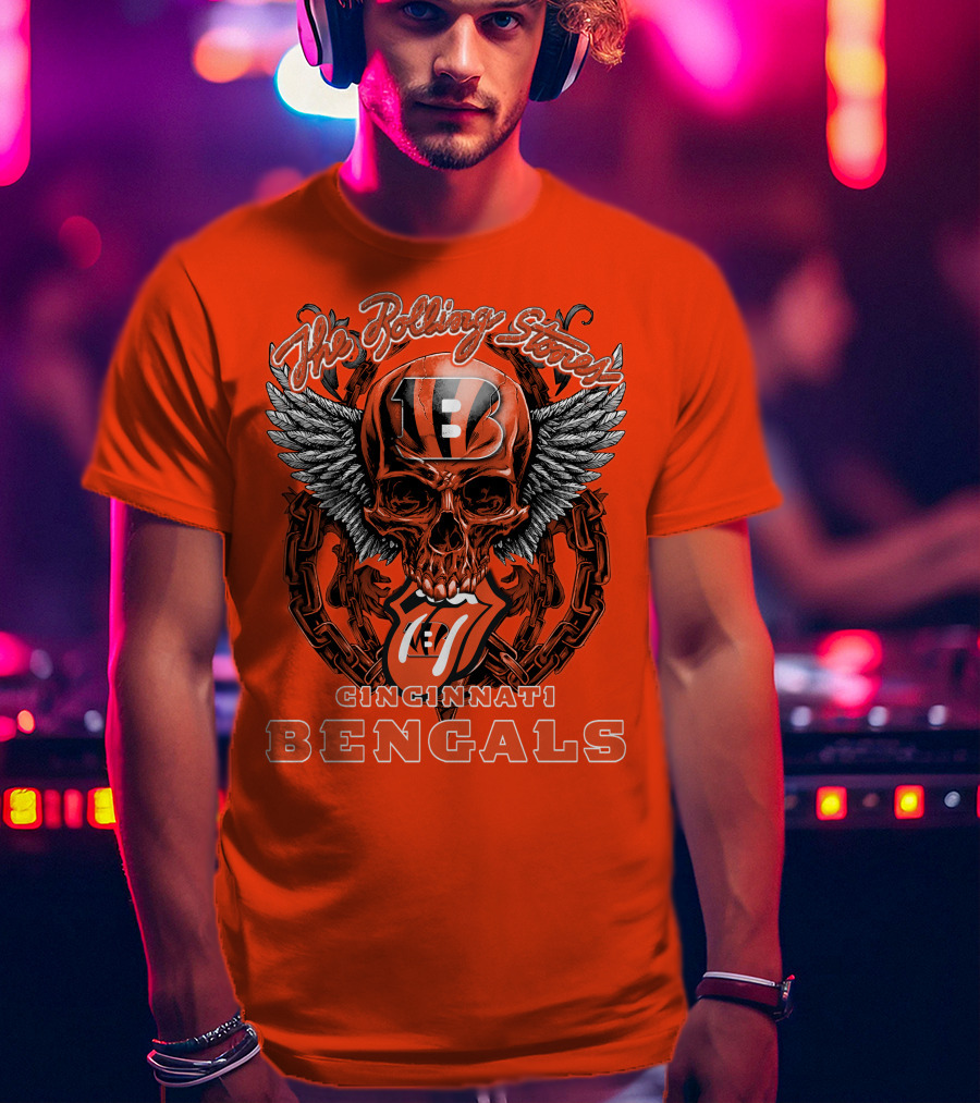 The Rolling Stones Cincinnati Bengals Nfl Collaboration With Skull And Wings T-Shirt