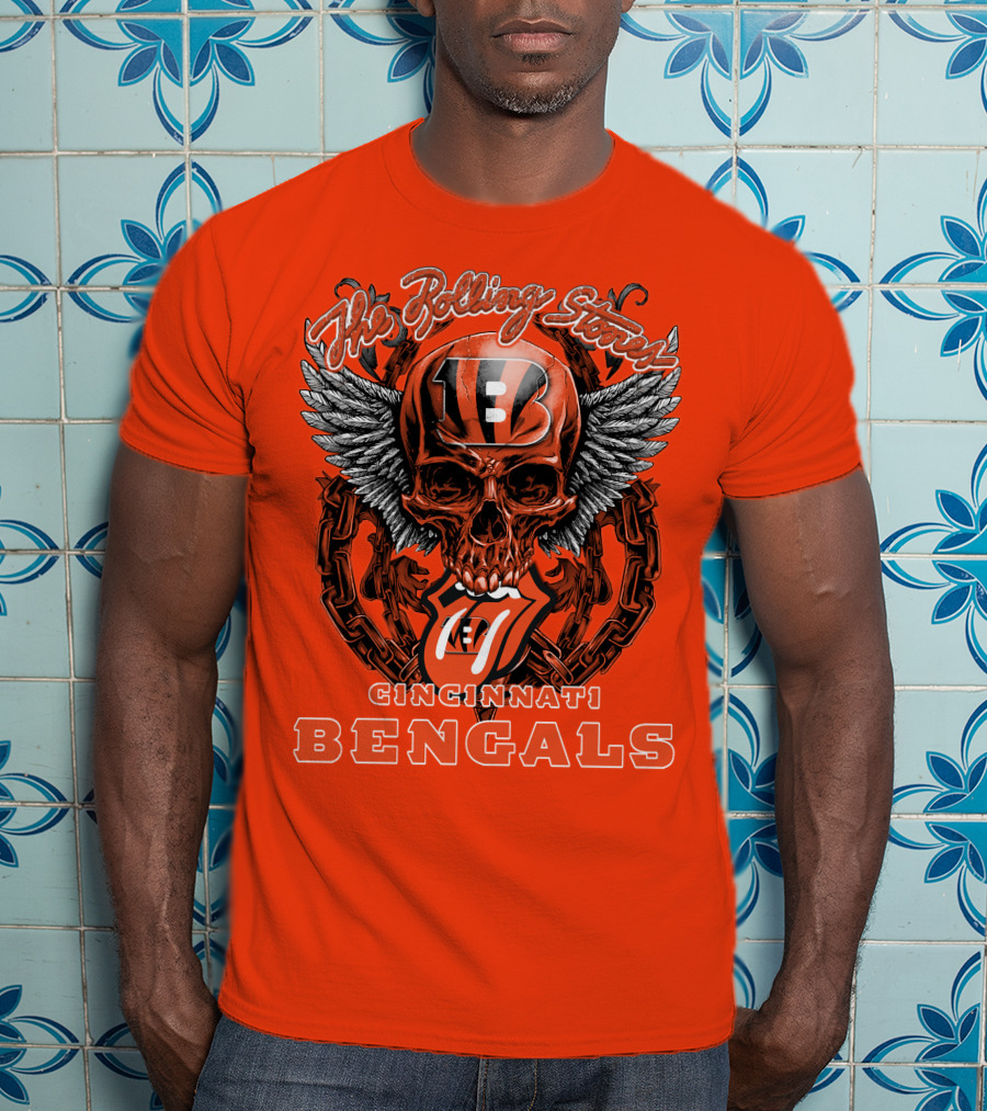 The Rolling Stones Cincinnati Bengals Nfl Collaboration With Skull And Wings T-Shirt