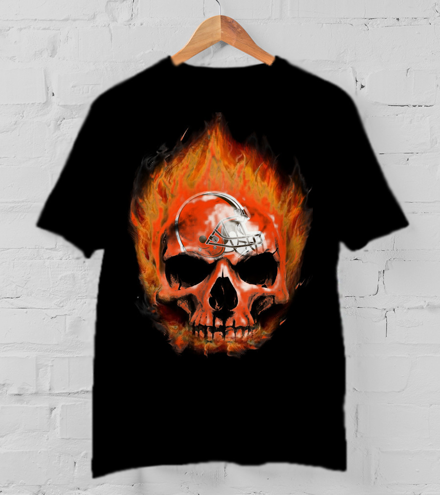 Cleveland Browns Skull In Flames 35 T-Shirt