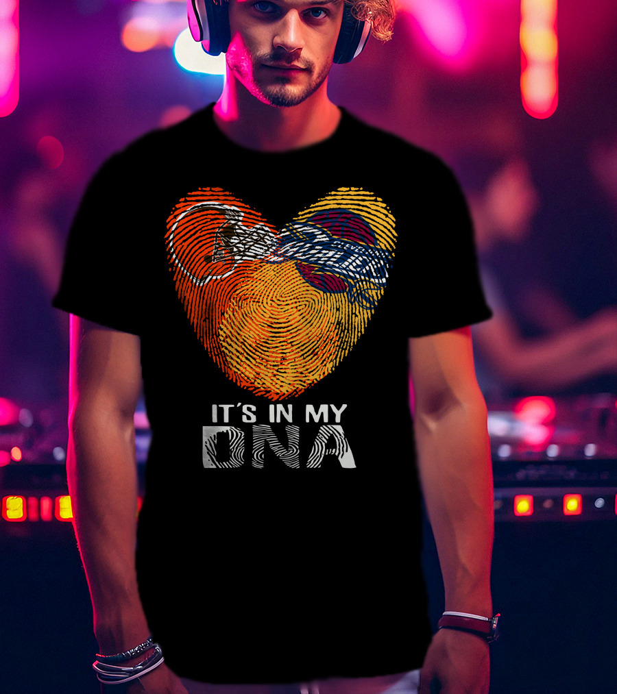 Cleveland Browns It's In My Dna Fingerprint Heart Helmet T-Shirt