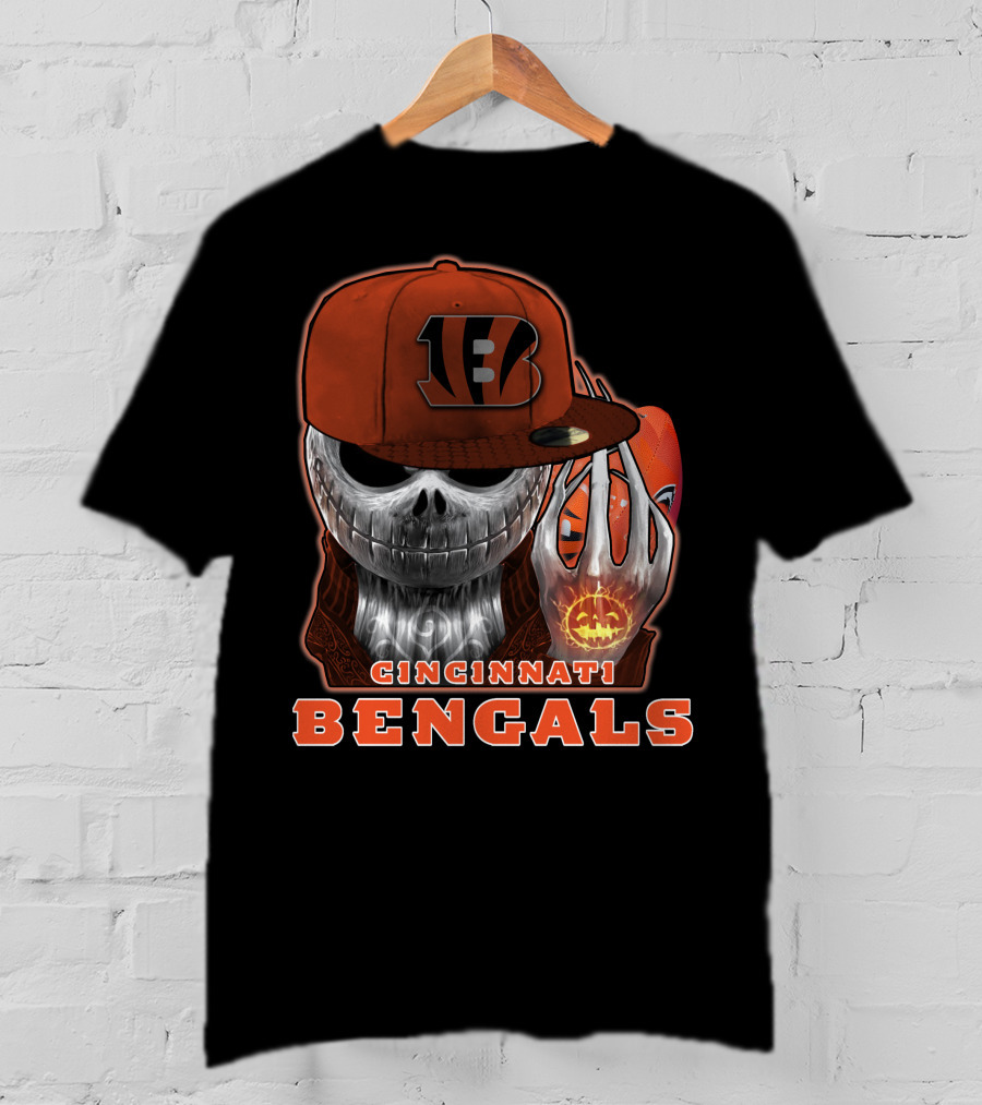 Cincinnati Bengals Jackskull Halloween Football Fan Gear T-Shirt
