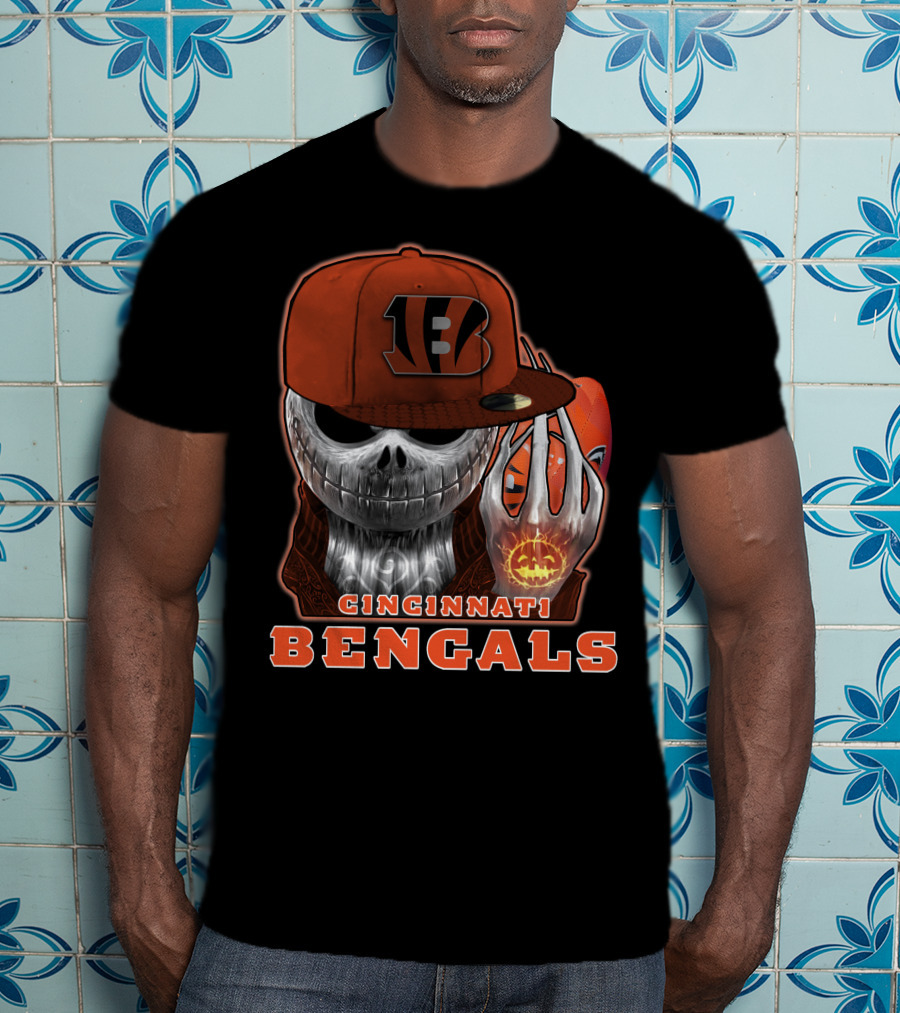 Cincinnati Bengals Jackskull Halloween Football Fan Gear T-Shirt