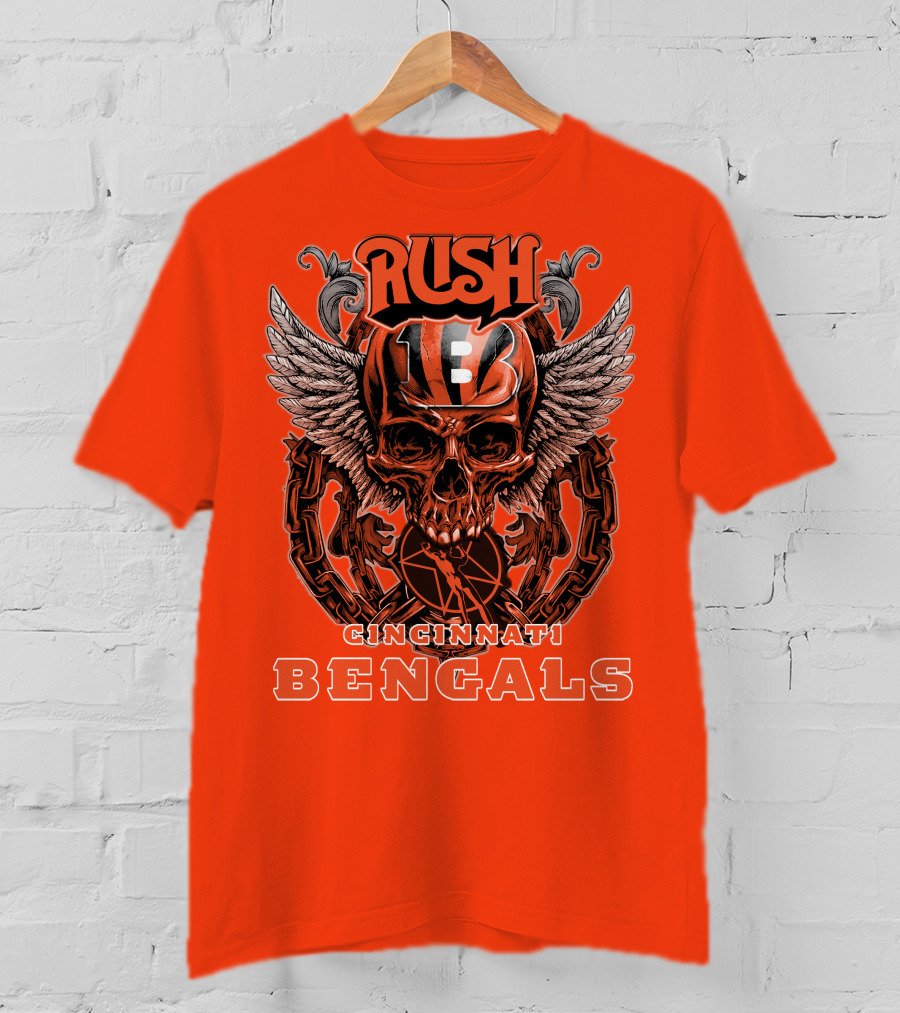 Rush Cincinnati Bengals Helmet Wings Skull T-Shirt