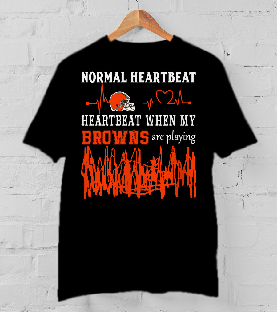 Normal Heartbeat Heartbeat When My Browns Are Playing Cleveland Browns Helmet T-Shirt