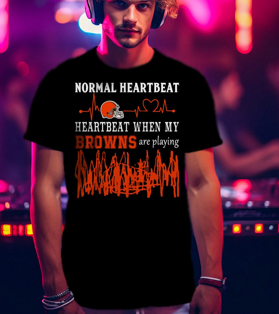 Normal Heartbeat Heartbeat When My Browns Are Playing Cleveland Browns Helmet T-Shirt