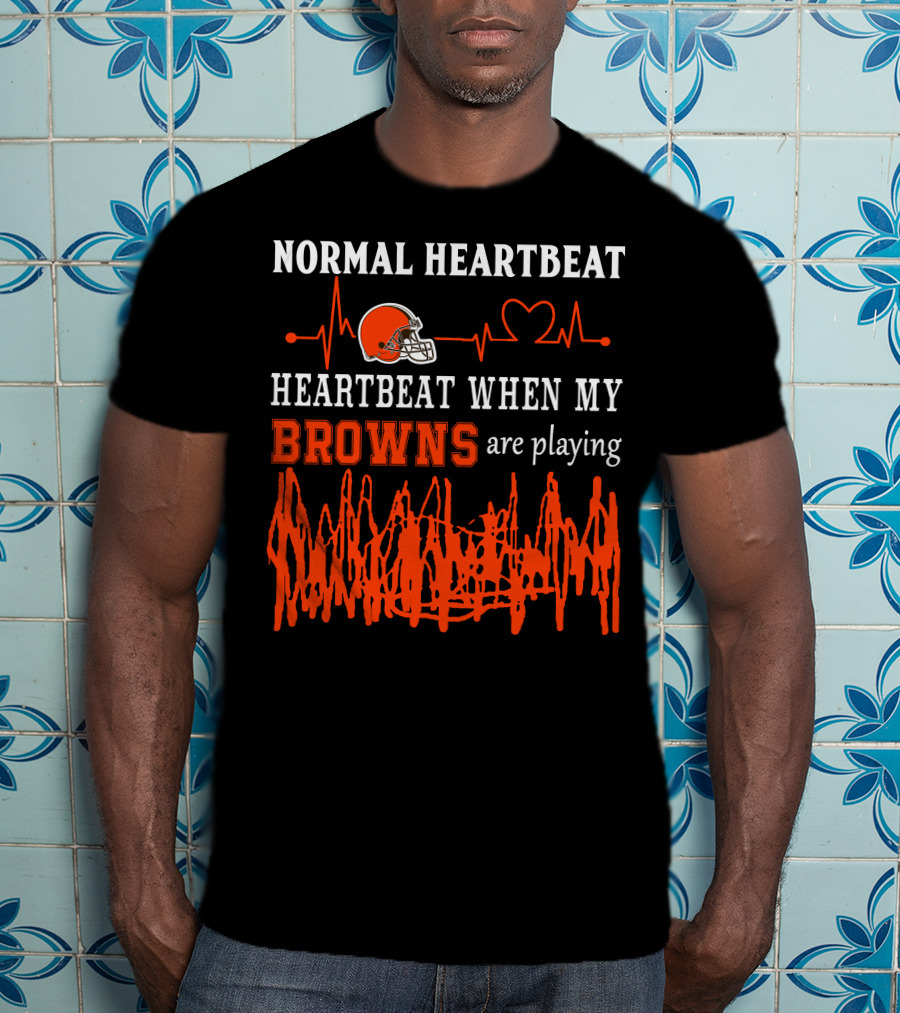 Normal Heartbeat Heartbeat When My Browns Are Playing Cleveland Browns Helmet T-Shirt