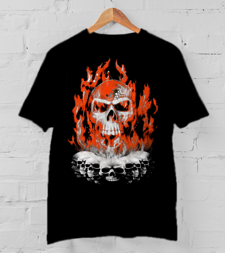 Cleveland Browns Skull Fire Helmet 38 T-Shirt