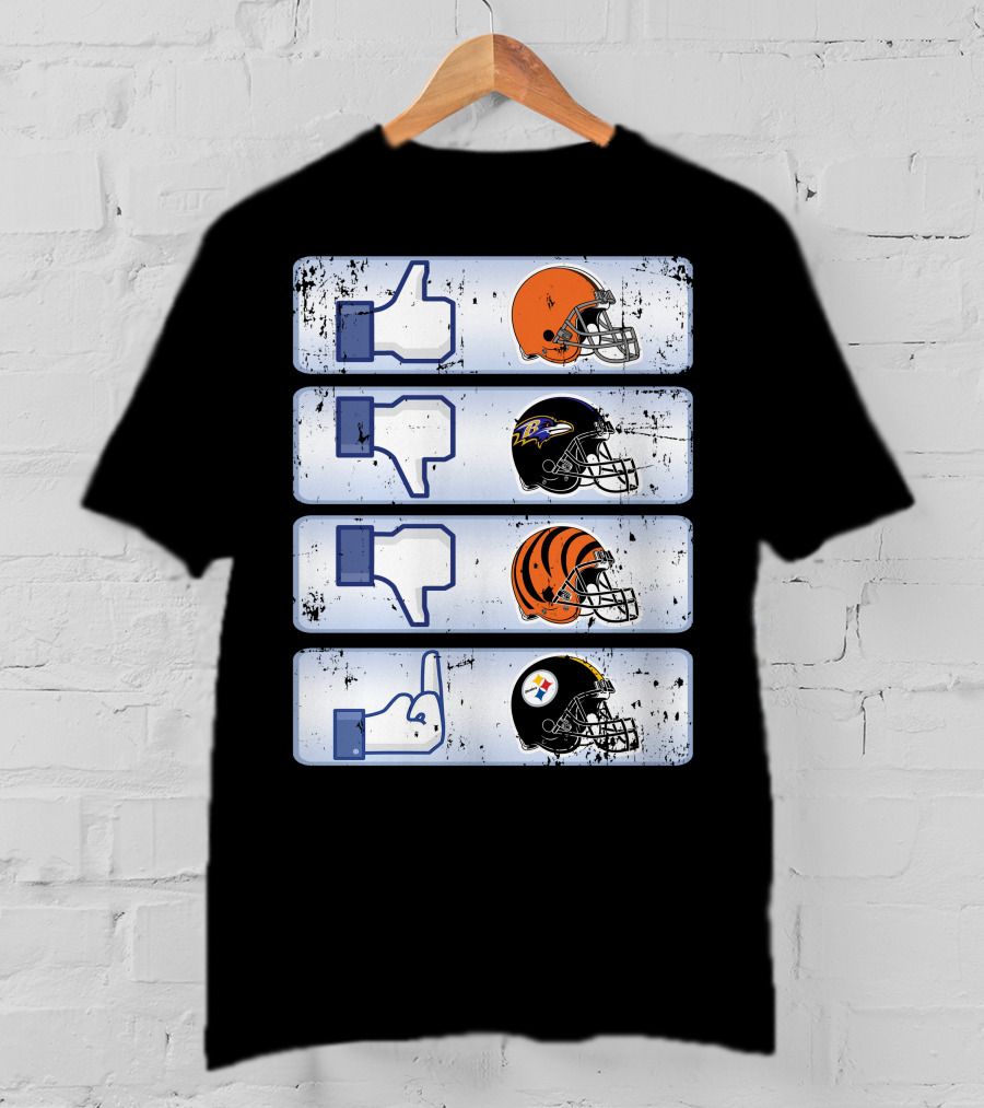 Cleveland Browns 69 Helmet Thumbs Up Like Steelers Bengals Ravens Logos T-Shirt