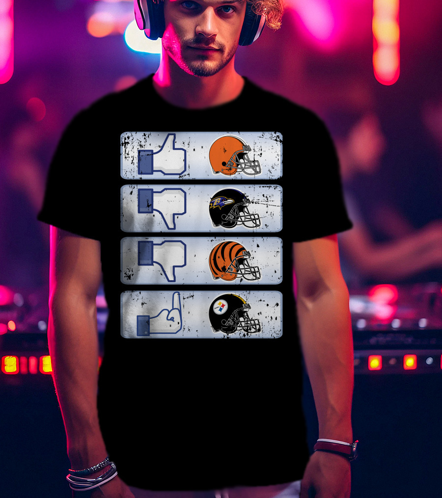 Cleveland Browns 69 Helmet Thumbs Up Like Steelers Bengals Ravens Logos T-Shirt