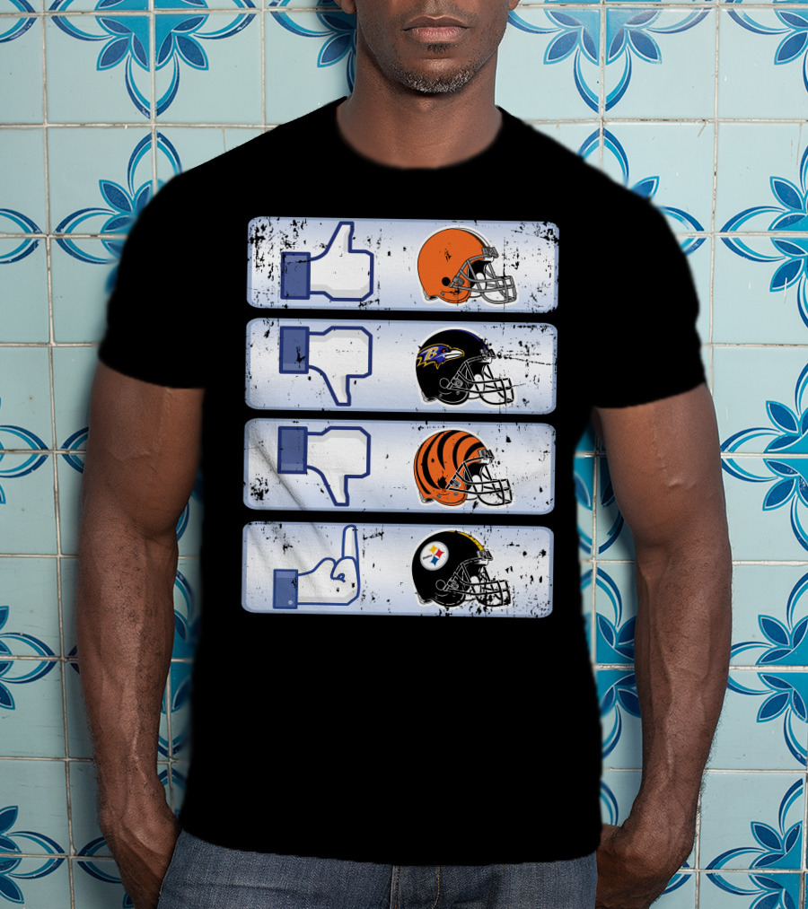 Cleveland Browns 69 Helmet Thumbs Up Like Steelers Bengals Ravens Logos T-Shirt