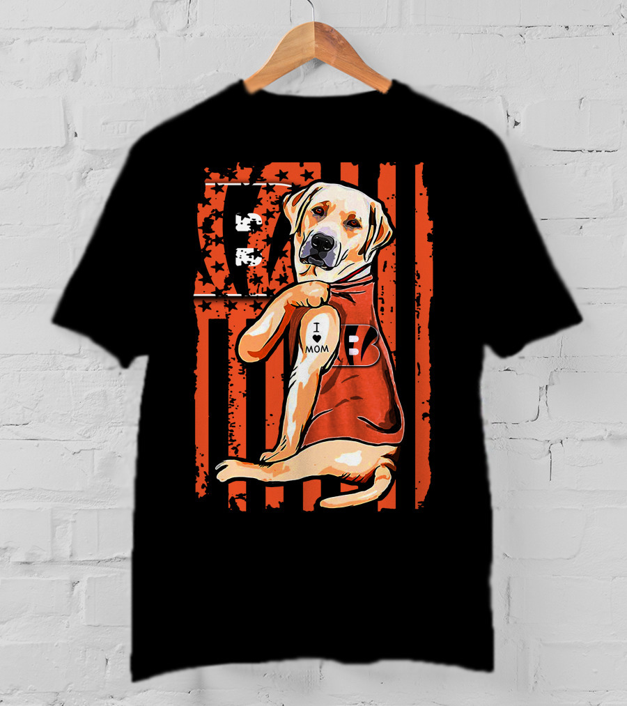 Labrador Retriever I Love Mom Cincinnati Bengals T-Shirt