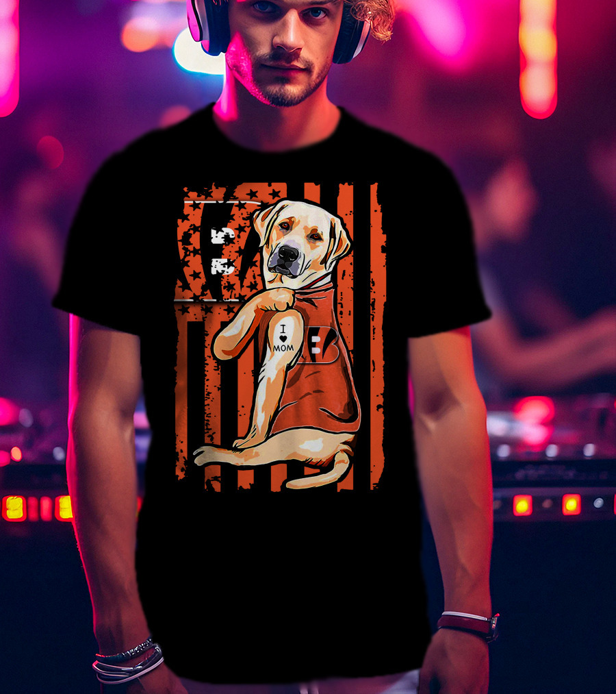 Labrador Retriever I Love Mom Cincinnati Bengals T-Shirt