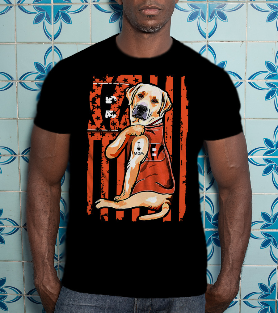 Labrador Retriever I Love Mom Cincinnati Bengals T-Shirt