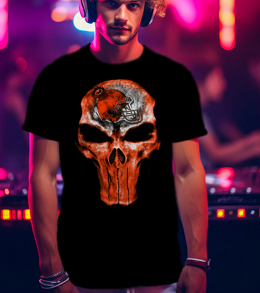 Cleveland Browns Skull Helmet 40 T-Shirt