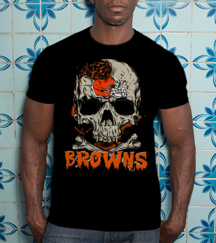 Browns Skull Helmet Motif Cleveland Browns T-Shirt