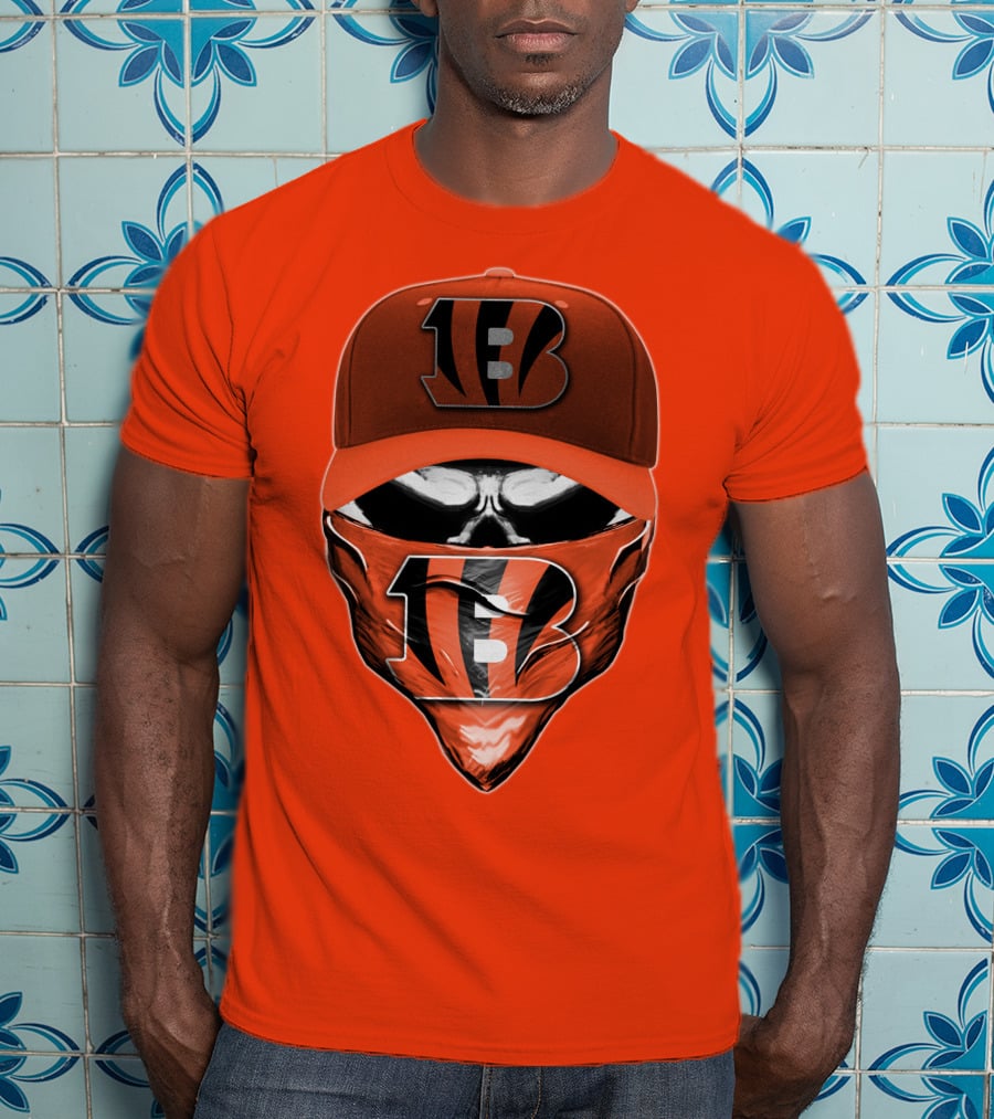 Cincinnati Bengals Skull Mask V6 T-Shirt