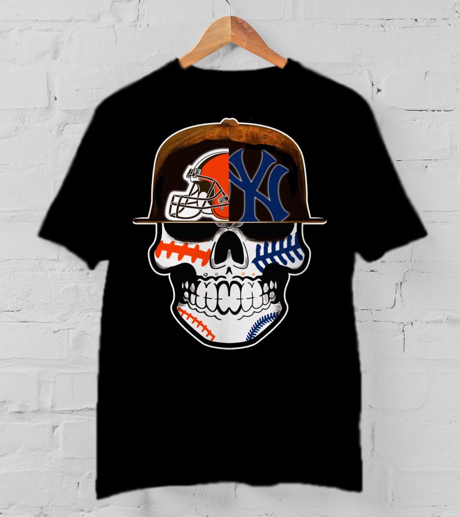Cleveland Browns Yankees Skull Cap Fusion T-Shirt