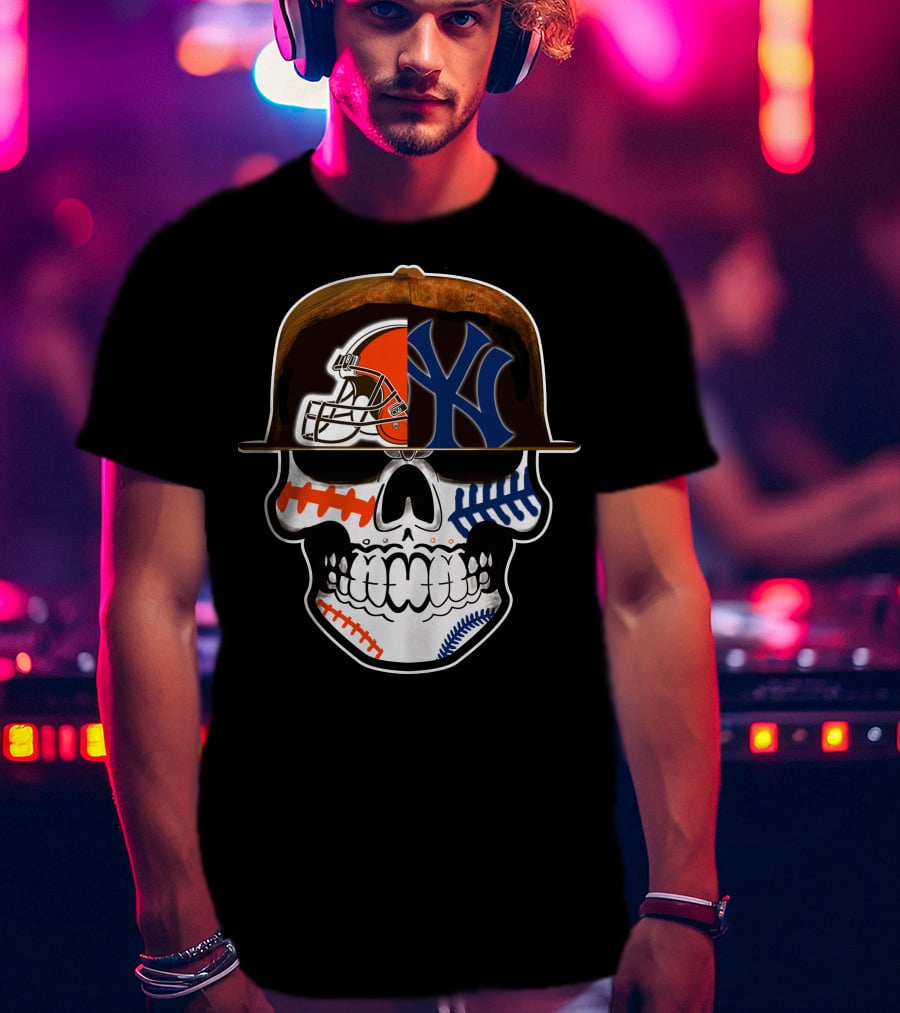 Cleveland Browns Yankees Skull Cap Fusion T-Shirt