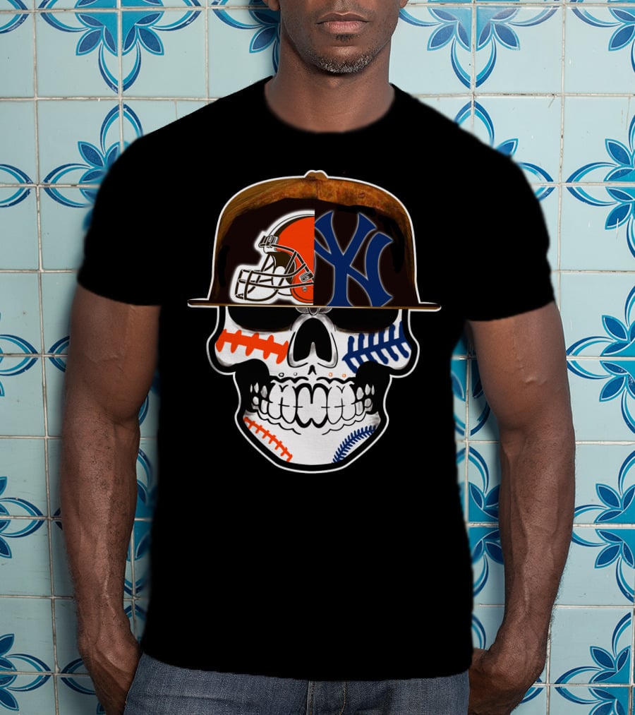 Cleveland Browns Yankees Skull Cap Fusion T-Shirt