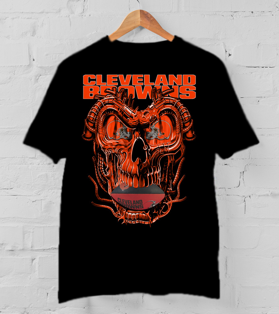 Dragonskull CLEVELAND BROWNS Helmet Skull Football T-Shirt