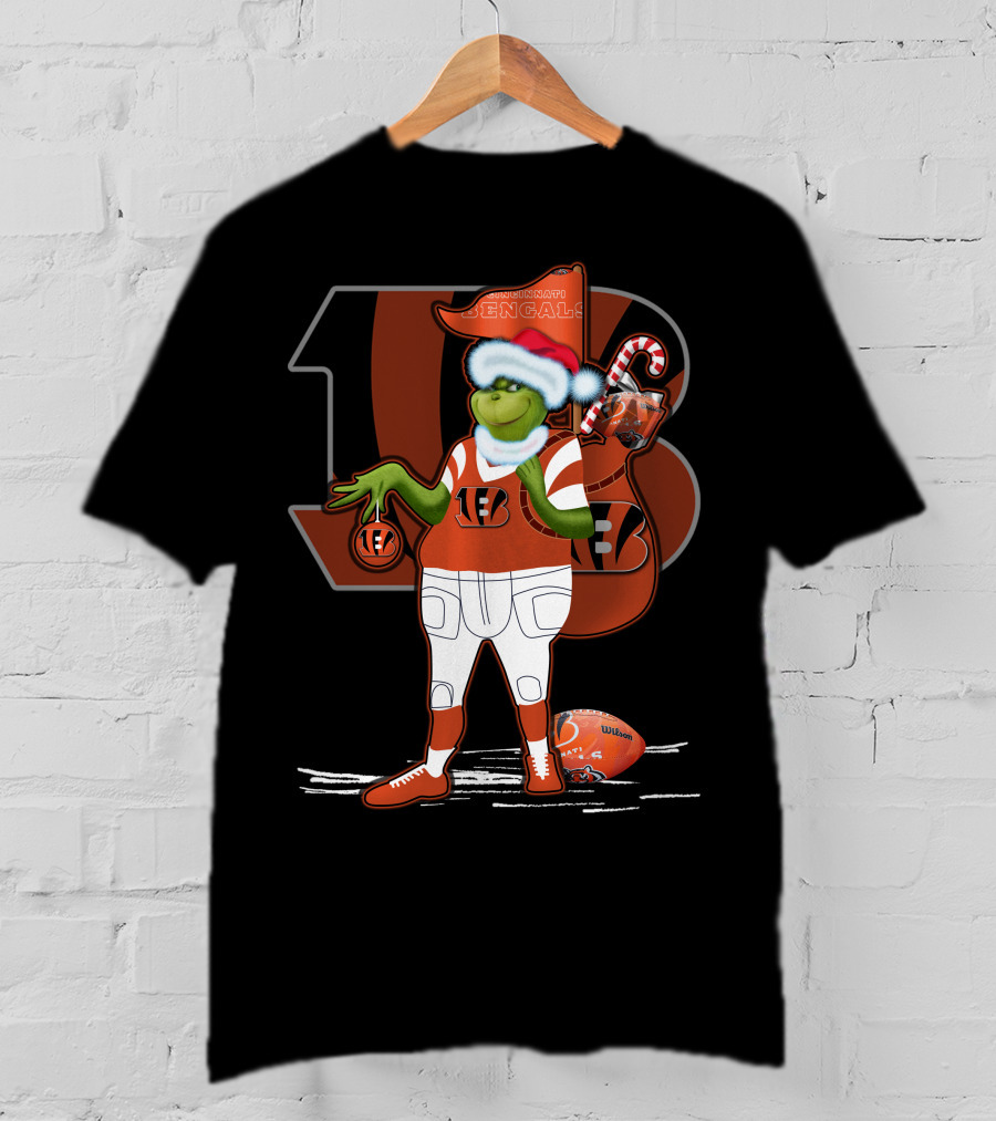 Grinchxmas Cincinnati Bengals Football Holiday Santa Hat T-Shirt