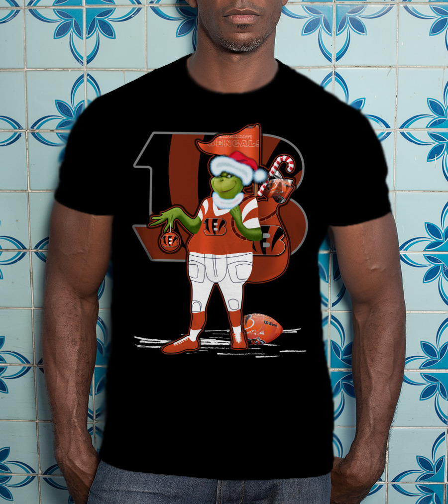 Grinchxmas Cincinnati Bengals Football Holiday Santa Hat T-Shirt