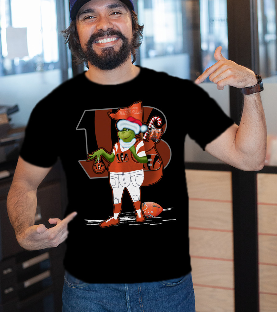 Grinchxmas Cincinnati Bengals Football Holiday Santa Hat T-Shirt